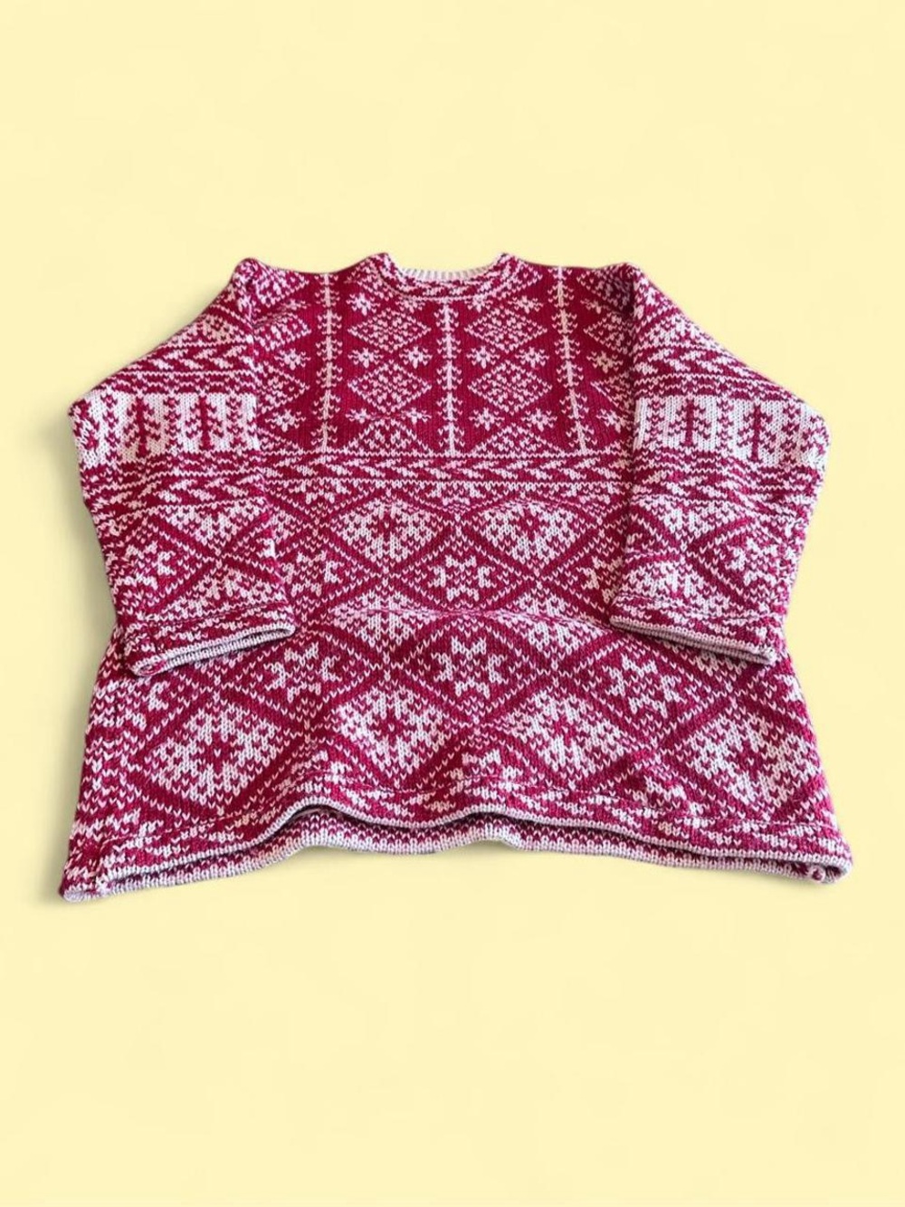 Studio Originals Fair Isle Wool Sweater Red White Nordic Women’s Medium